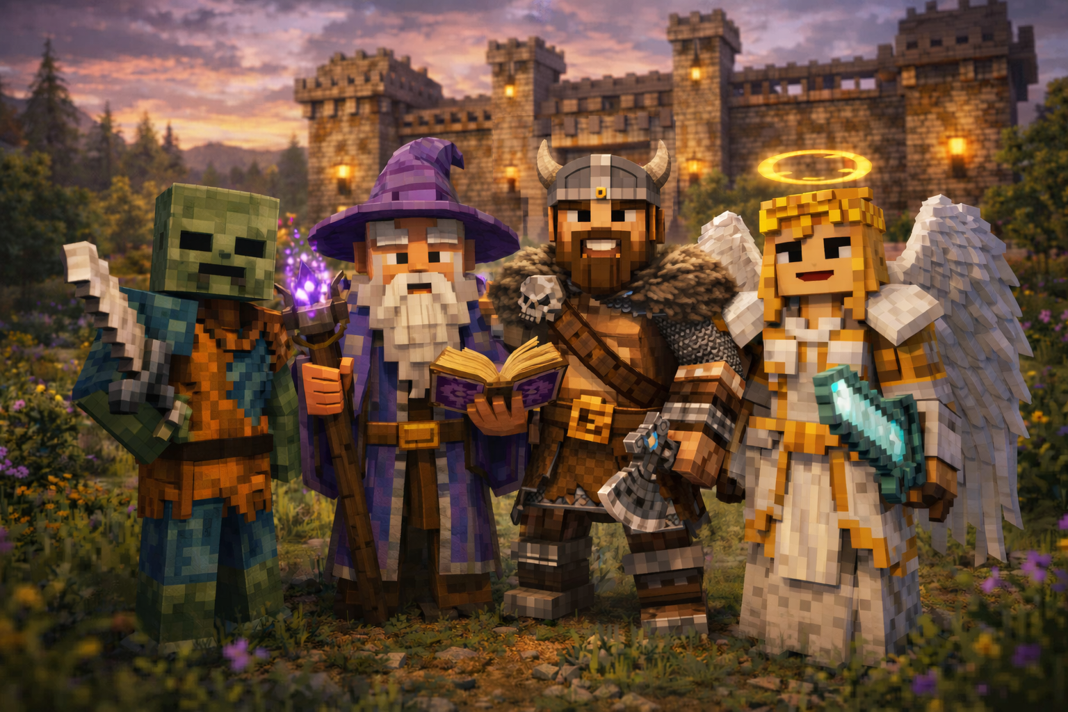 Guardians and adventurers gathered before a fortress in The Genesis Order